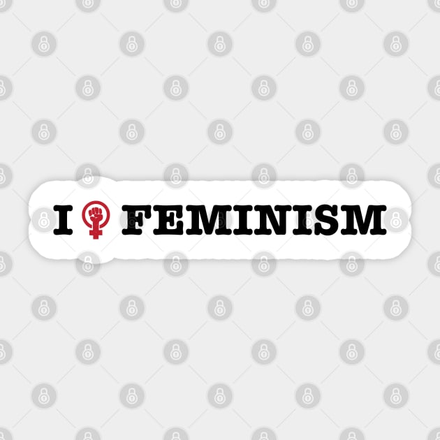 I Love Feminism Feminist Raised Fist Design Sticker by FeministShirts